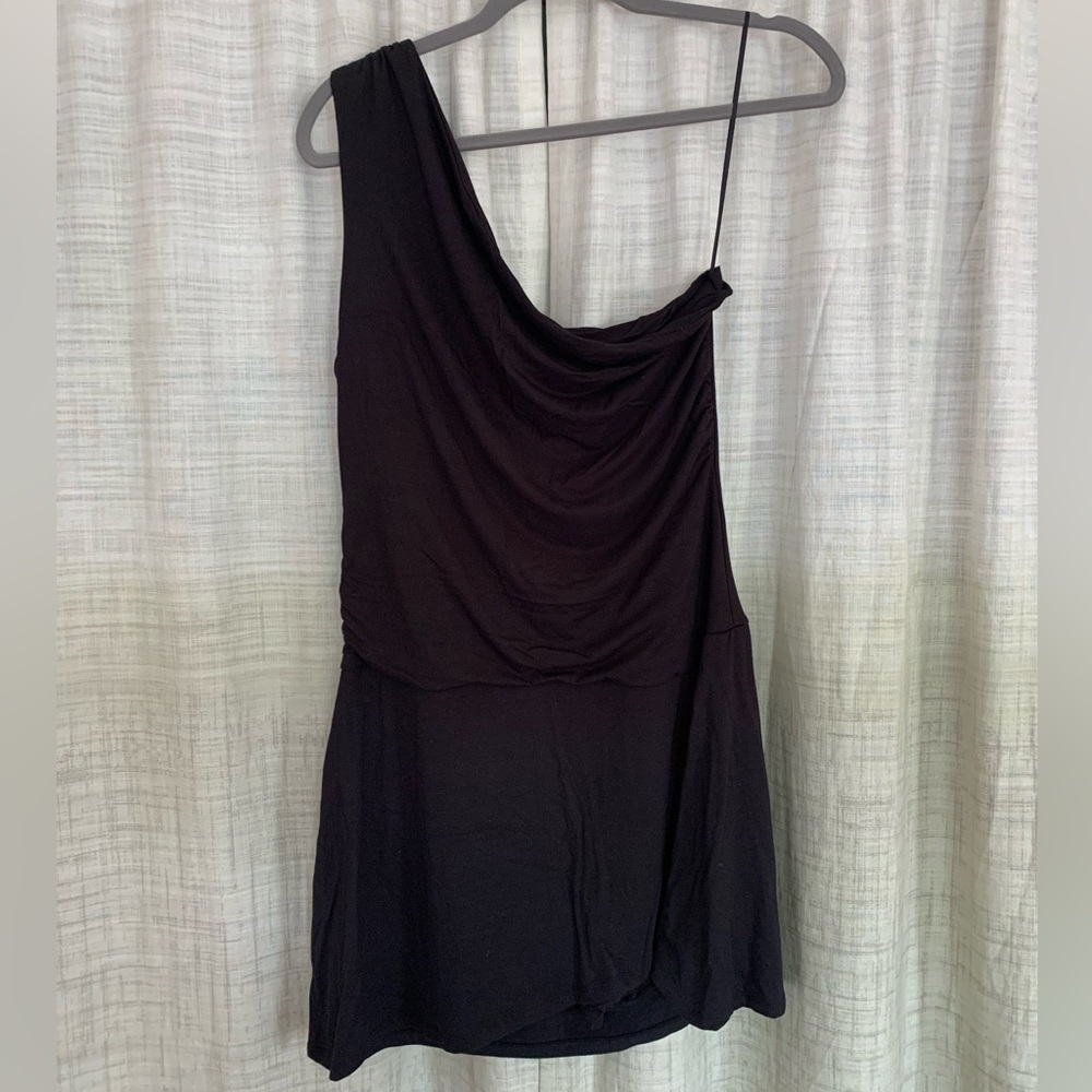 NEW Urban Outfitters Large One Shoulder Black Knit Asymmetrical Dress